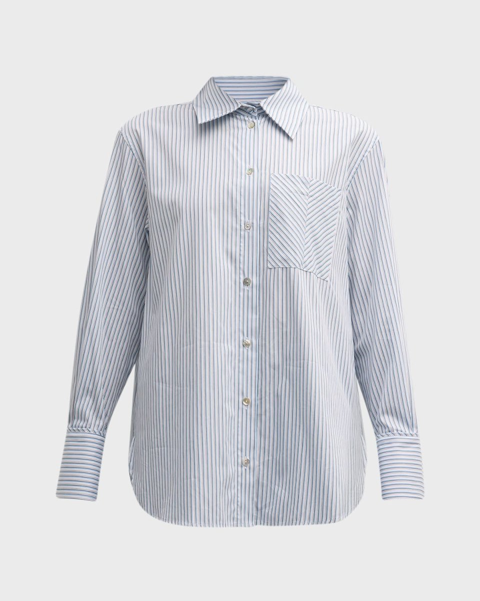 Ignazio Striped Button-Down Cotton Poplin Shirt